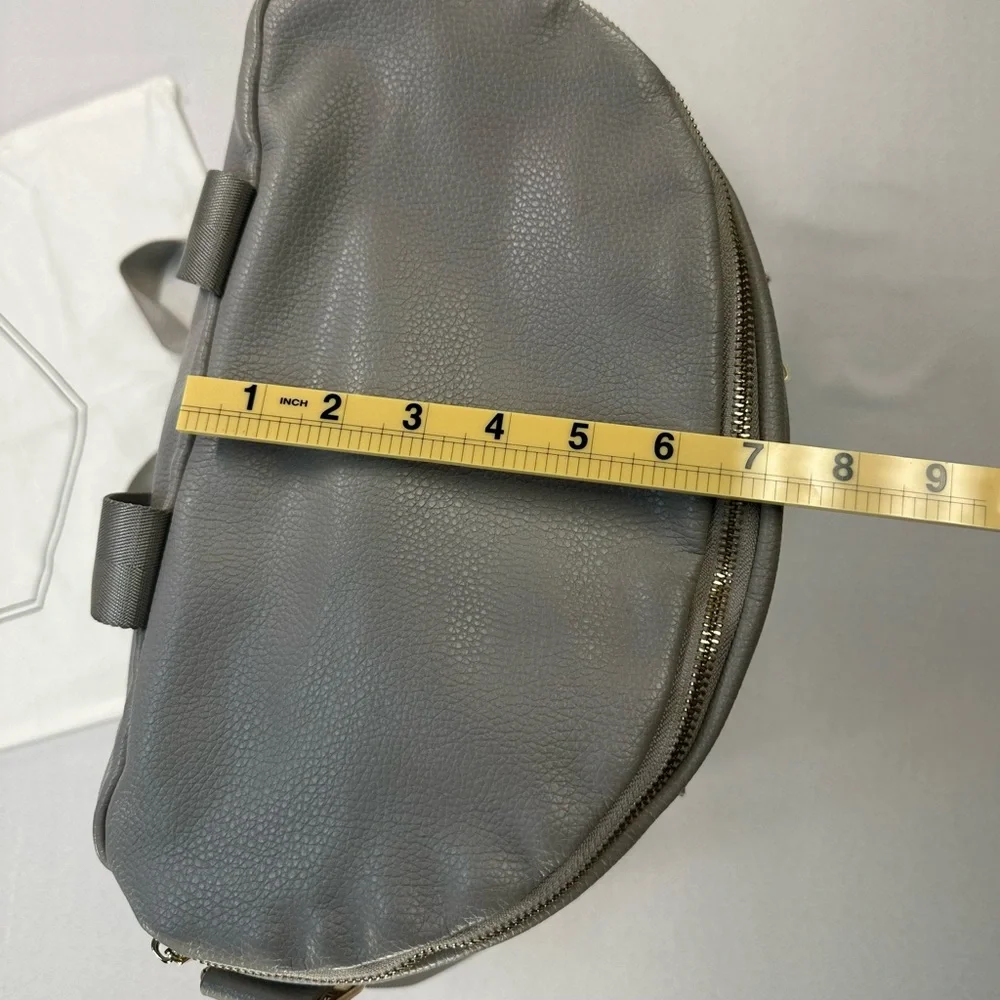 Fawn Design Grey Pebbled Faux Leather Convertible Diaper Bag Backpack Gold Tone